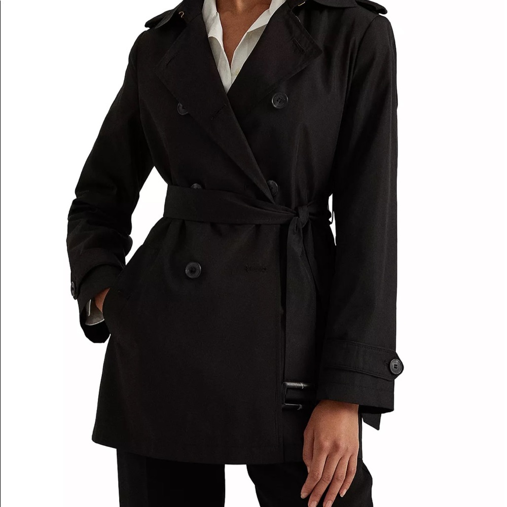 Lauren Ralph Lauren womens black trench coat nwot size XL